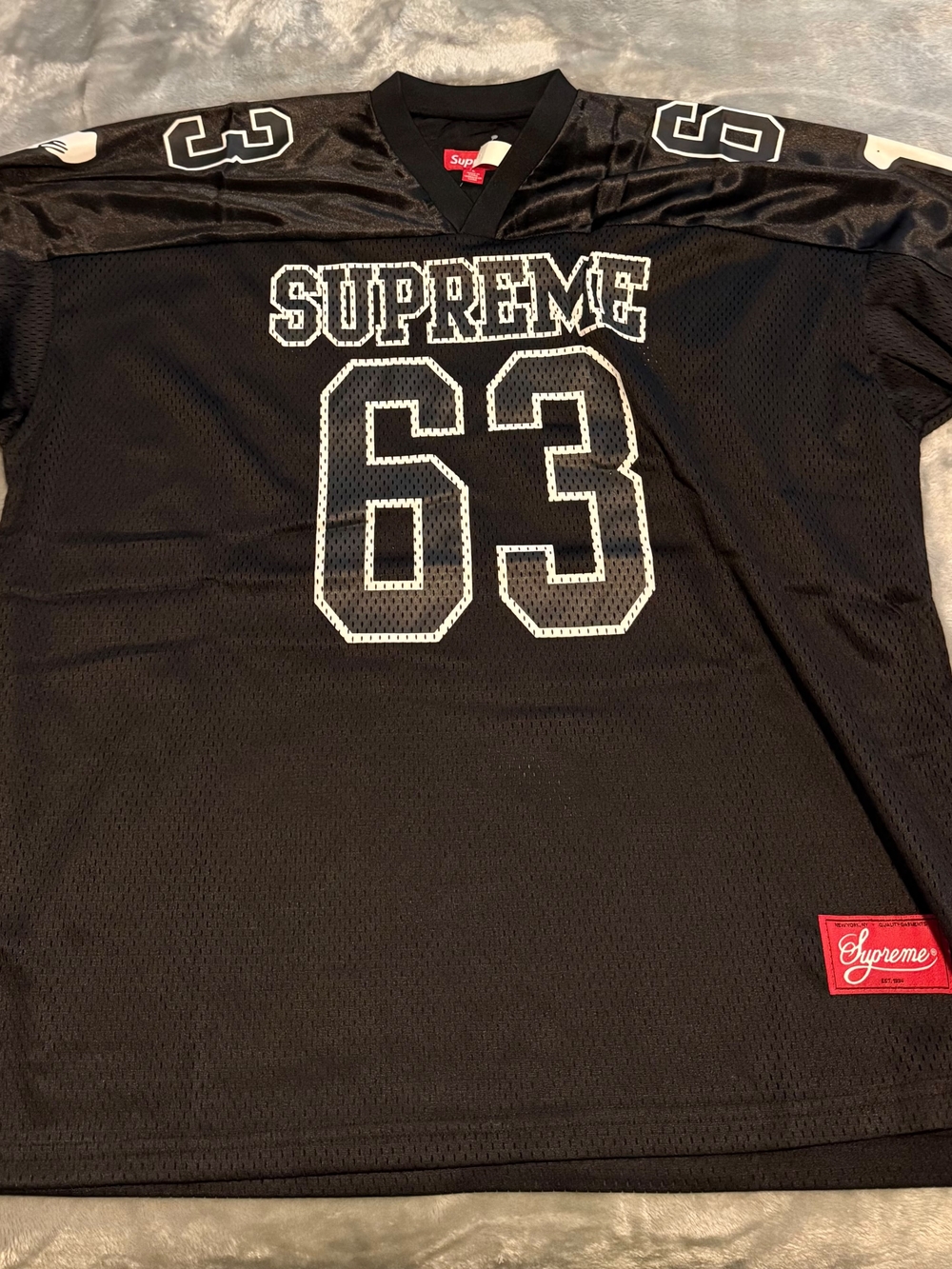 Supreme Black Mesh Football Jersey #63